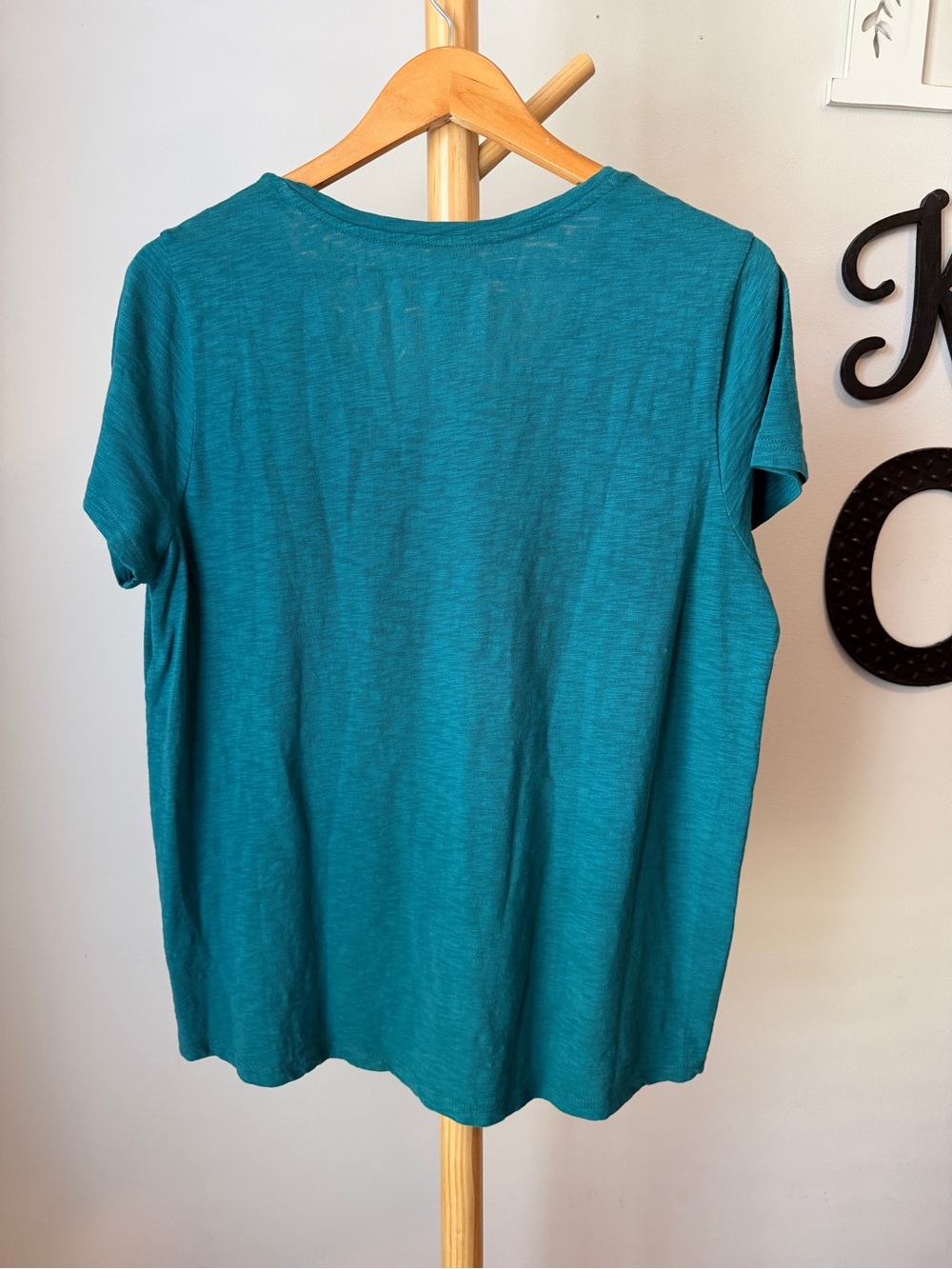 Soft Surroundings Teal Organic Cotton Shirt Floral Embroidered Size Large Top - Picture 2 of 6